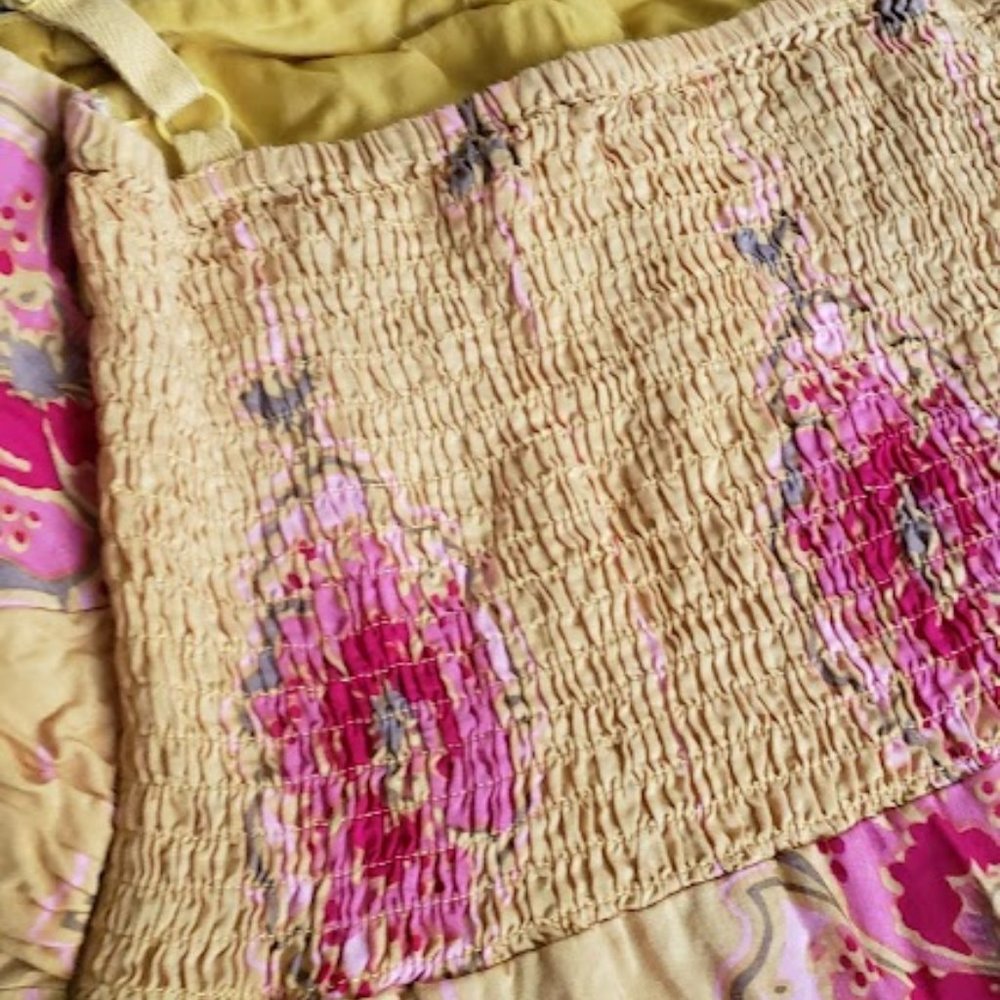 Free People Mustard Yellow Floral Halter Dress Size M - Picture 8 of 8